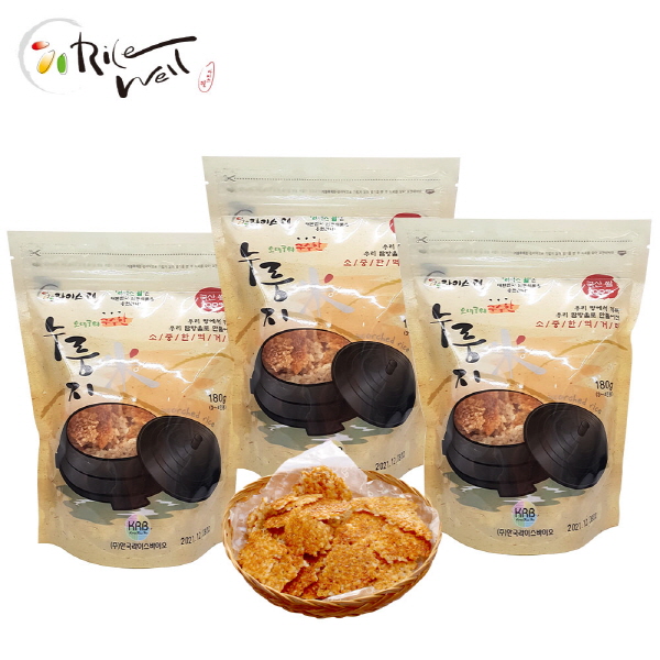 [라이스웰] 오래구워 구수한 백미누룽지180g*3개