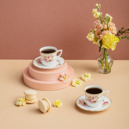 [한국도자기] 플라모르 로즈클라라 에스프레소 2인 세트 (컵2p+받침2p)