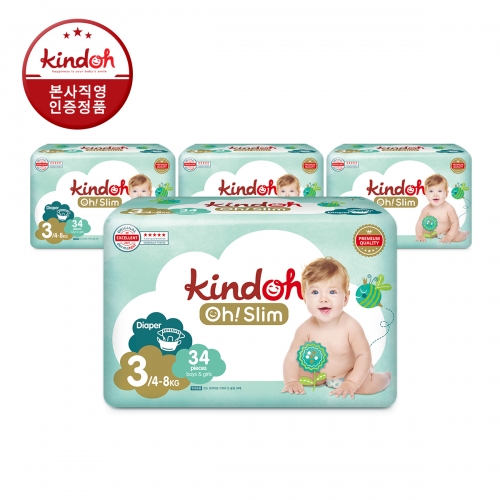 킨도 프리미엄 오슬림 밴드형 기저귀 3단계 중형 34매x4팩(136매)