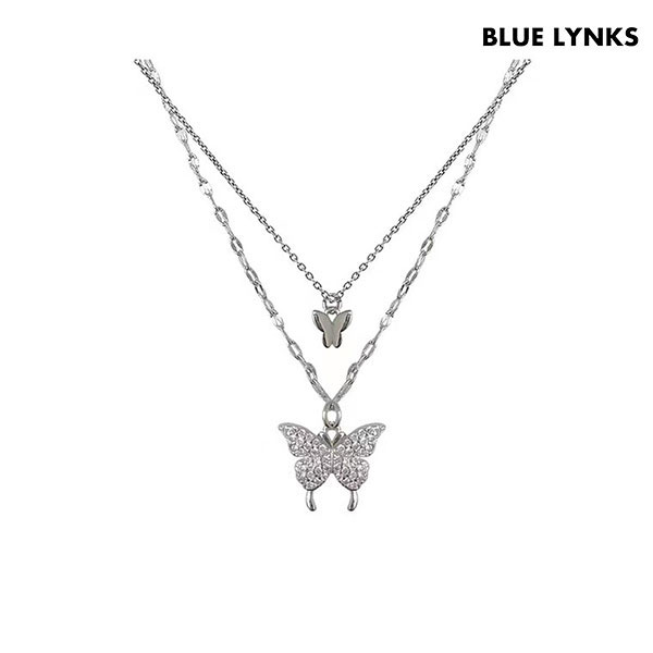 [블루링스] URJ 실버 S925 나비 더블레이어 목걸이 BRM-URJ01