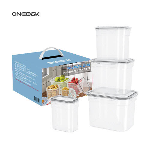 [ONEBOK] 원복 대용량 PP 밀폐용기 C세트_(5000ml+3000ml+1600ml+690ml)