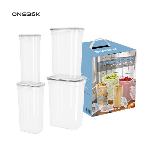 [ONEBOK] 원복 대용량 PP 밀폐용기 A세트 (세로형)_(9500ml+5600ml+3150ml+1300ml)