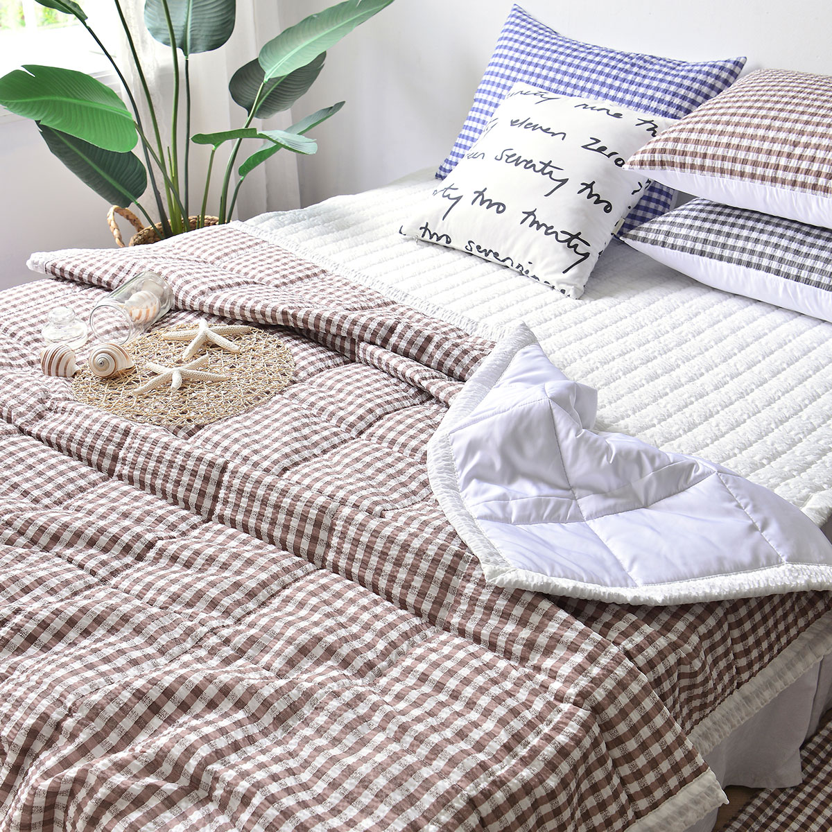 [침구연구소] 라포레 시어서커 여름 차렵 이불패드세트 Q(이불+패드+베개커버)