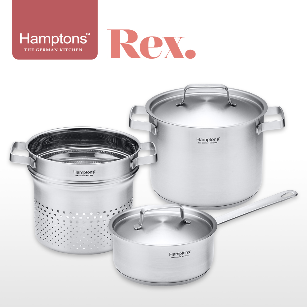 [Hamptons] 독일햄튼 REX 3중바닥 인덕션냄비 2종세트 -C(5P)_18편수+20양수+20파스타인서트