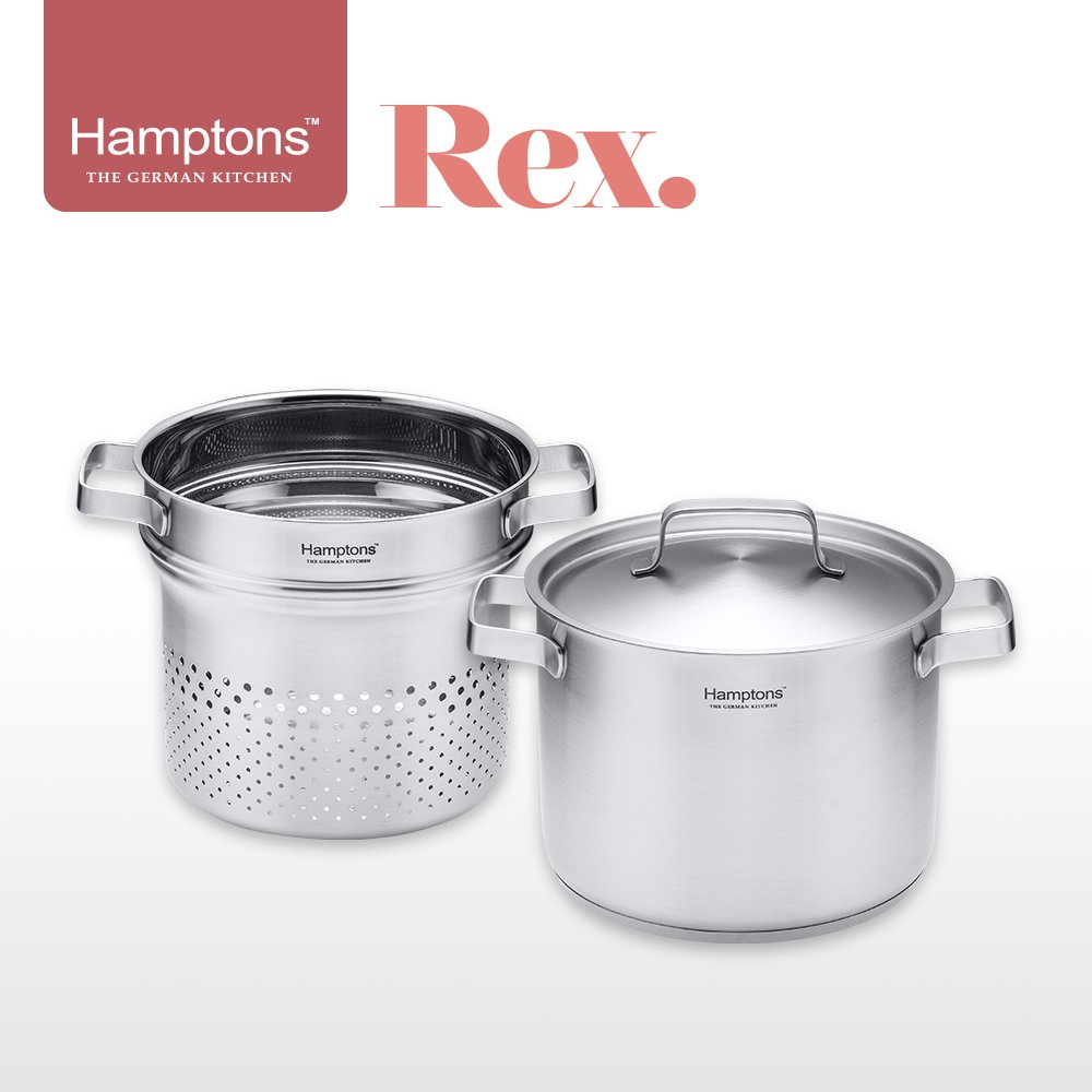[Hamptons] 독일햄튼 REX 3중바닥 인덕션파스타 냄비2종세트_20양수+20파스타인서트 (HREX-20PS)
