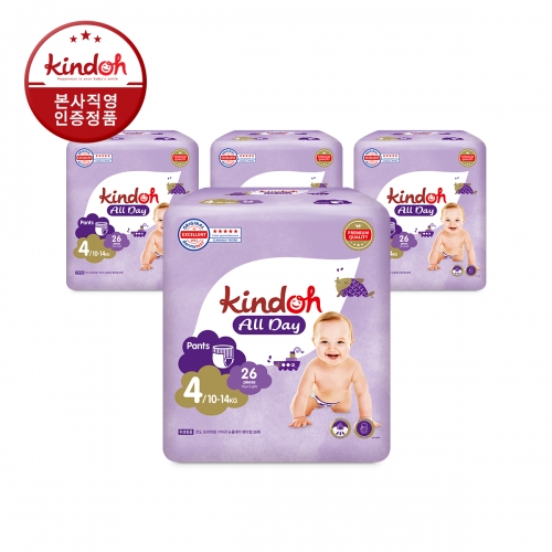 [킨도] 프리미엄 기저귀 뉴올데이 팬티형 4단계 대형 26매x4팩