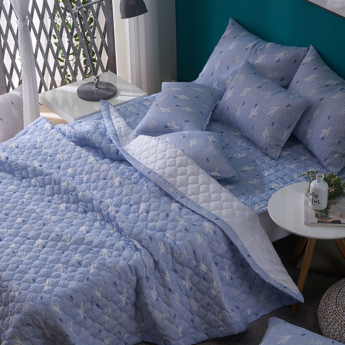 [침구연구소] 선인장 시어서커 여름 차렵 이불베개세트 SS(이불+베개커버)