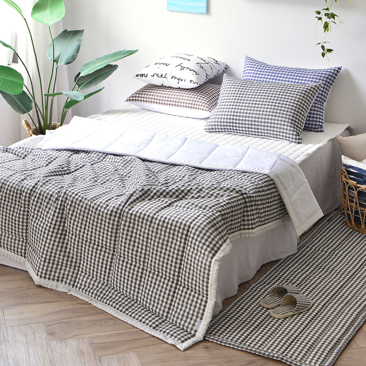 [침구연구소] 라포레 시어서커 여름 차렵 이불베개세트 Q(이불+베개커버)