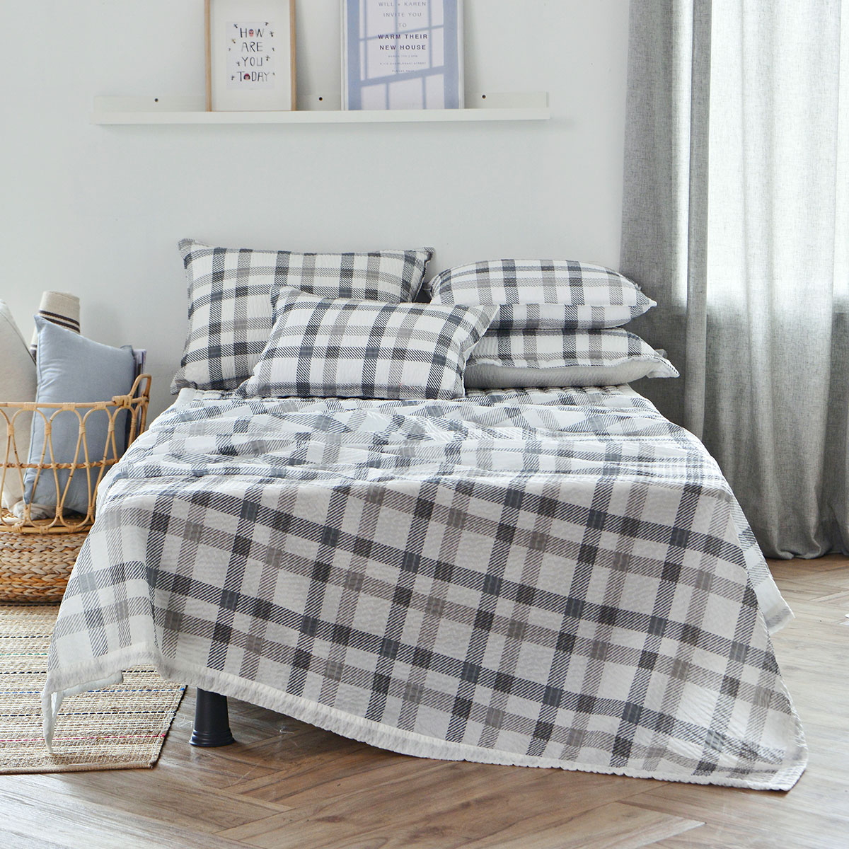 [침구연구소] 댄디체크 홑 시어서커 여름 이불단품 SS