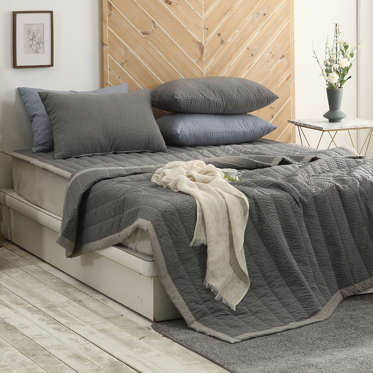 [침구연구소] 소노 시어서커 여름 차렵 이불베개세트 SS(이불+베개커버)