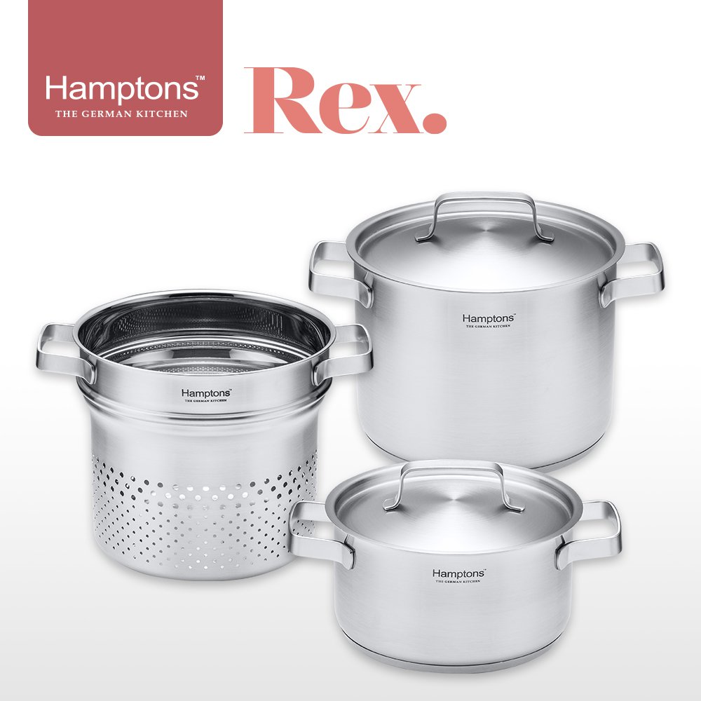 [Hamptons] 독일햄튼 REX 3중바닥 인덕션냄비 2종세트 -D(5P)_18양수+20양수+20파스타인서트