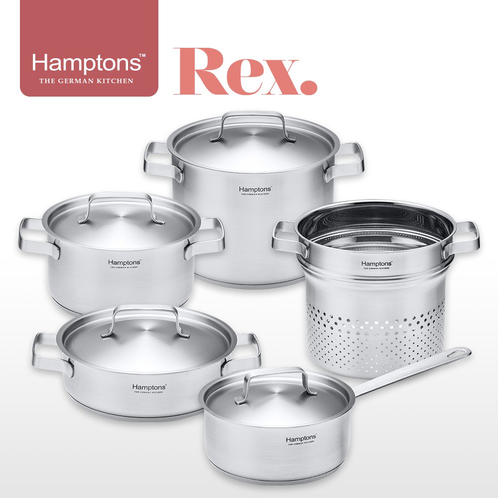 [Hamptons] 독일햄튼 REX 3중바닥 인덕션냄비 4종세트 (9P)_18편수+18양수+20전골+20양수+20파스타인서트