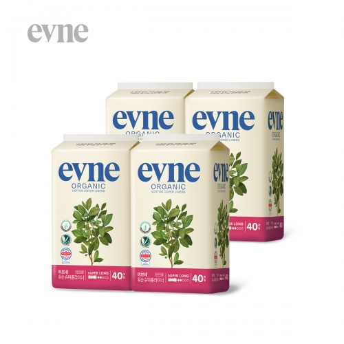 [이브네] 유기농 순면 슈퍼롱라이너 40개입X4팩