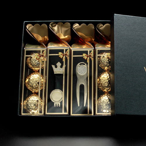 [베르티니] 스페셜 기프트 셋트 VGBS06 / [골프볼6구+잔디보수기(가죽케이스)+왕관볼마커(볼마커1+클립1)]