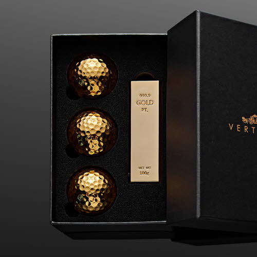 [베르티니] 골든볼 3+골드바 셋트 VGOB02 / [골든 골프볼 3구+골드바 골프티 홀더1개]