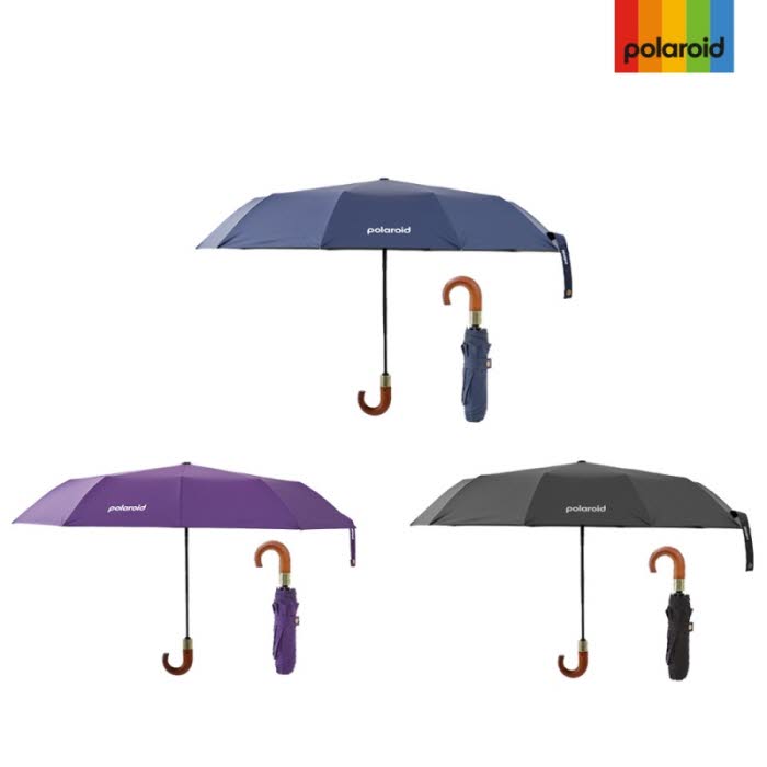 [폴라로이드] 레인 3단 암막 완전자동 고급지팡이 우산 (색상선택)
