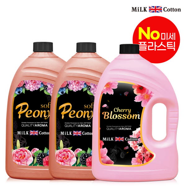 밀크코튼 고농축 유연제 3.06L 피오니향 2개 + 벚꽃에디션향 1개