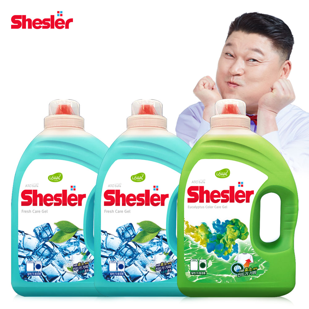 강호동의 쉬슬러 세탁 액체 세제 3.05L 후레쉬 2개+유칼립투스 1개