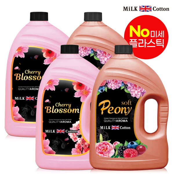밀크코튼 고농축 유연제 3.06L 피오니향 2개 +벚꽃에디션향 2개