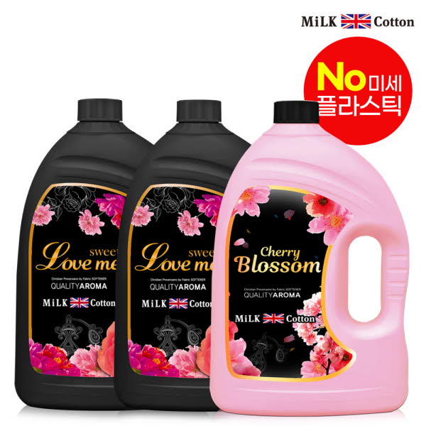 밀크코튼 고농축 유연제 3.06L 러브미향 2개 + 벚꽃에디션향 1개
