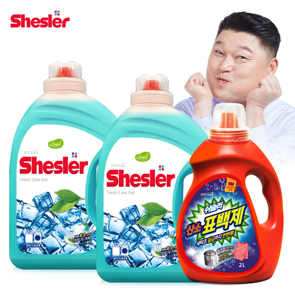 강호동의 쉬슬러 액상 세제 후레쉬 3.05L 2개+표백제 액상 세제 2L 1개