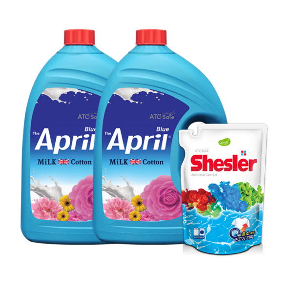 밀크코튼 고농축 유연제 에이프릴향 3.06L 2개+세제리필 500ml 1개