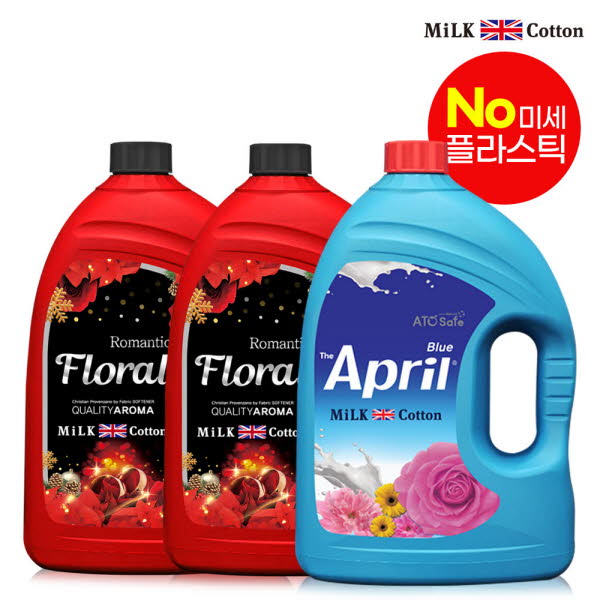 밀크코튼 고농축 유연제 3.06L 플로럴향 2개 + 에이프릴향 1개