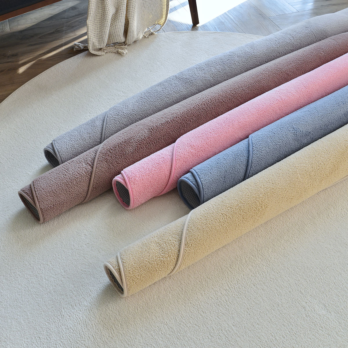 [침구연구소] 소프트터치 단모 극세사 카페트 사계절 원형 러그 150R