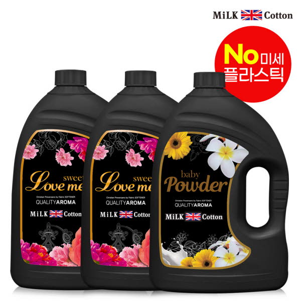 밀크코튼 고농축 유연제 3.06L 러브미향 2개 + 파우더향 1개
