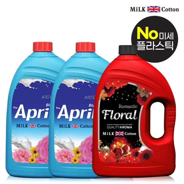 밀크코튼 고농축 유연제 3.06L 에이프릴향 2개 + 플로럴향 1개