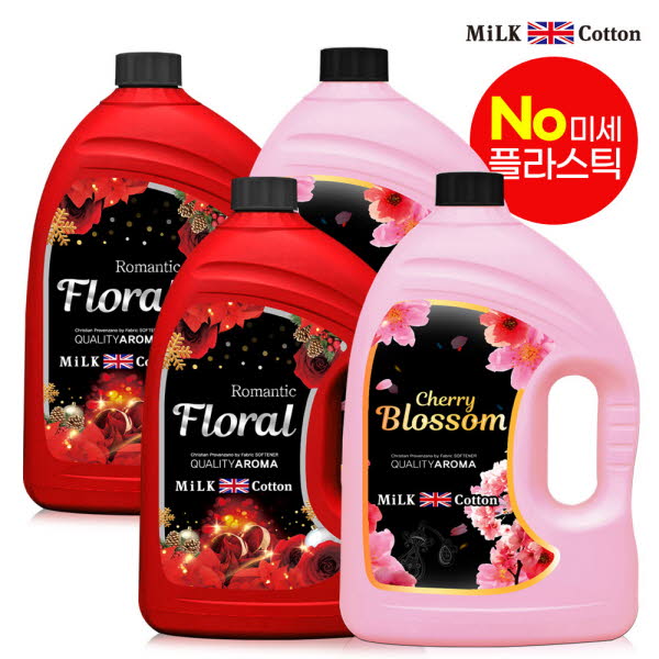 밀크코튼 고농축 유연제 3.06L 벚꽃에디션향 2개 + 플로럴향 2개