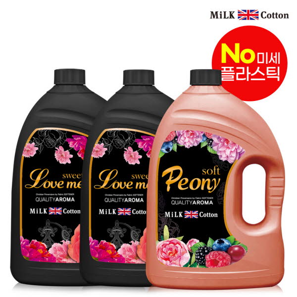 밀크코튼 고농축 유연제 3.06L 러브미향 2개 + 피오니향 1개