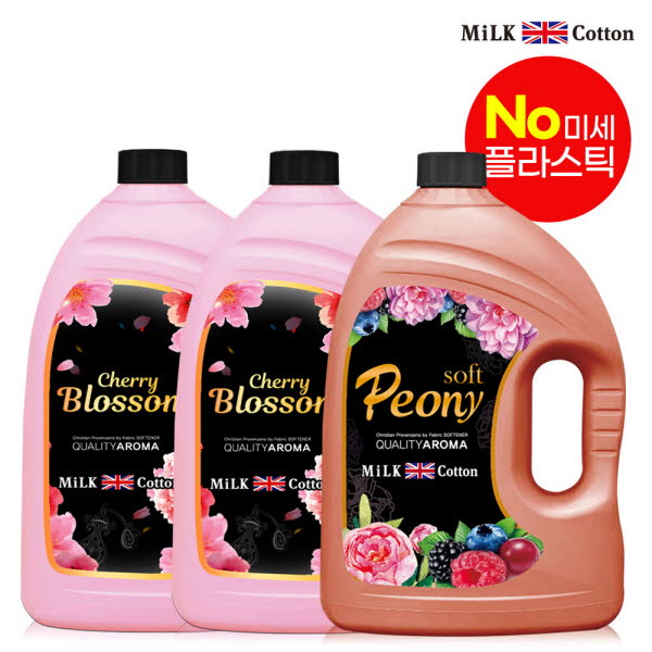 밀크코튼 고농축 유연제 3.06L 벚꽃에디션향 2개 + 피오니향 1개