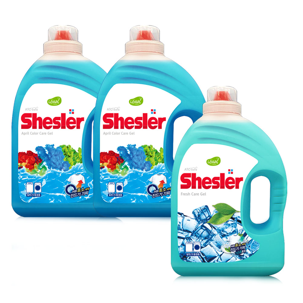 강호동의 쉬슬러 세탁 액체 세제 3.05L 에이프릴 2개+후레쉬 1개