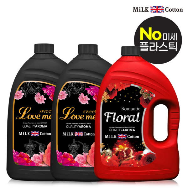 밀크코튼 고농축 유연제 3.06L 러브미향 2개 + 플로럴향 1개