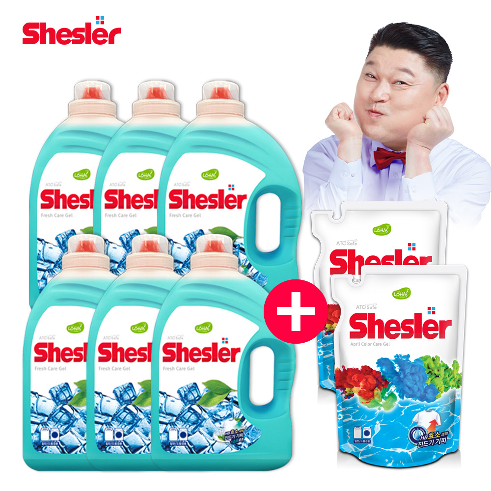 강호동의 쉬슬러 액상 세제 후레쉬 3.05L 6개+세제리필 500ml 2개