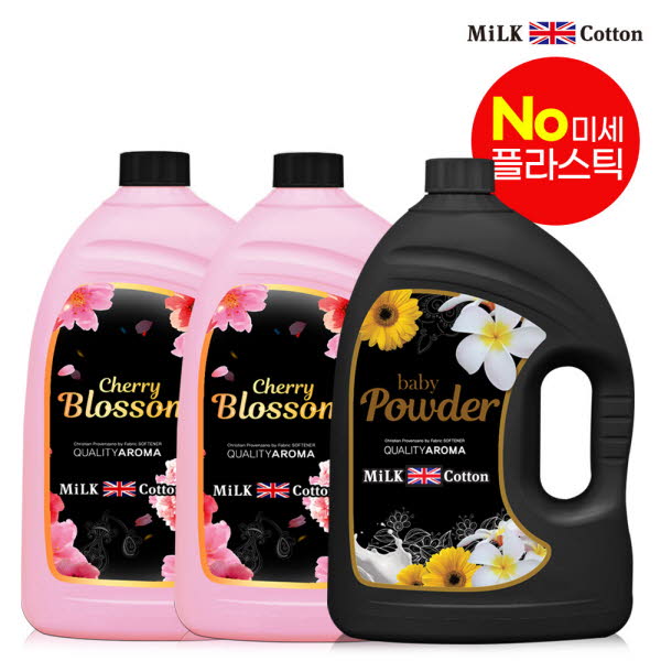 밀크코튼 고농축 유연제 3.06L 벚꽃에디션향 2개 + 파우더향 1개
