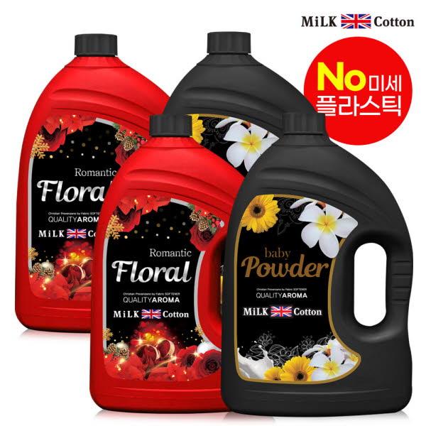 밀크코튼 고농축 유연제 3.06L 플로럴향 2개 +파우더향 2개
