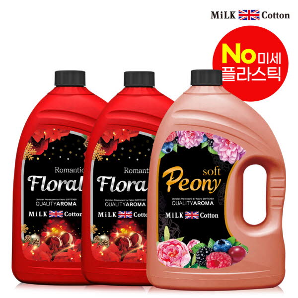 밀크코튼 고농축 유연제 3.06L 플로럴향 2개 + 피오니향 1개