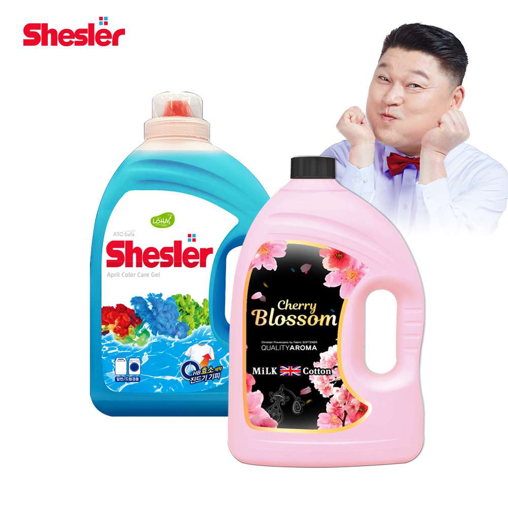 강호동의 쉬슬러 액체 세제 3.05L 에이프릴 1개+유연제 벚꽃향 3.06L 1개