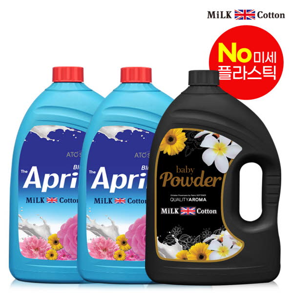 밀크코튼 고농축 유연제 3.06L 에이프릴향 2개 + 파우더향 1개