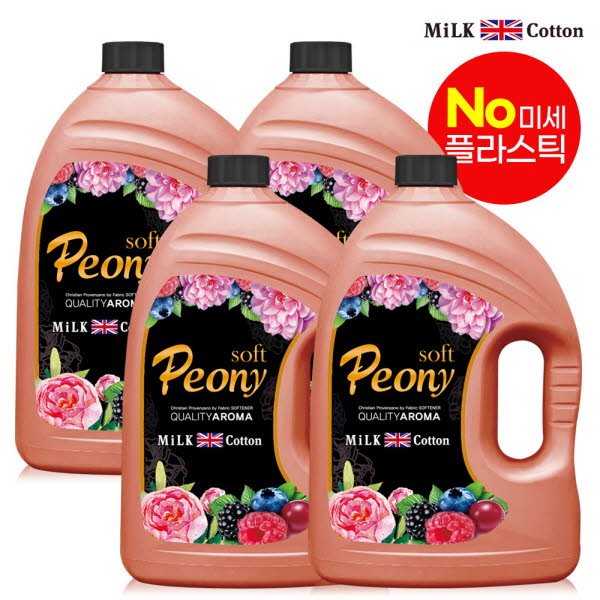 밀크코튼 고농축 유연제 피오니향 3.06L 4개