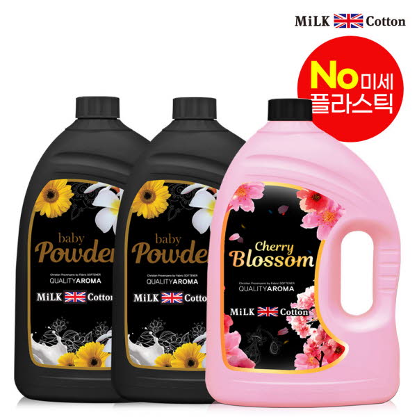 밀크코튼 고농축 유연제 3.06L 파우더향 2개 + 벚꽃에디션향 1개