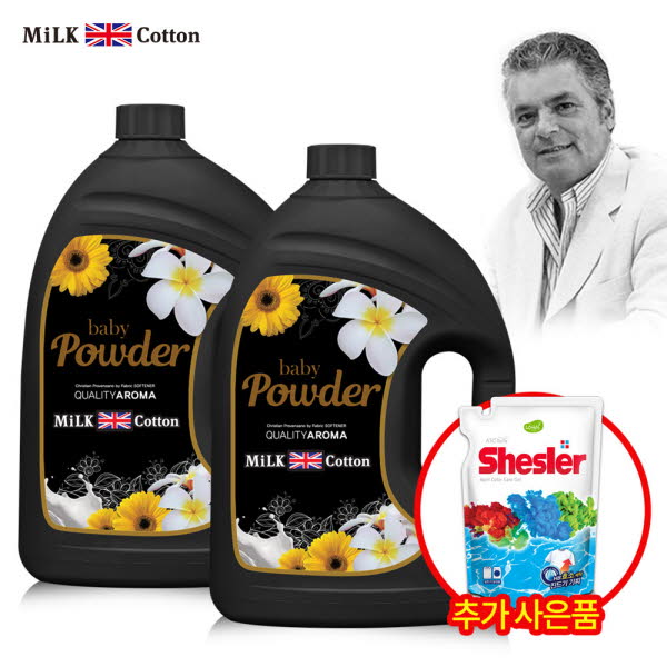 밀크코튼 고농축 유연제 파우더향 3.06L 2개+세제리필500ml 1개