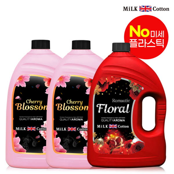밀크코튼 고농축 유연제 3.06L 벚꽃에디션향 2개 + 플로럴향 1개