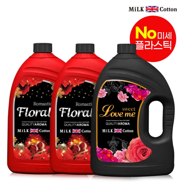 밀크코튼 고농축 유연제 3.06L 플로럴향 2개 + 러브미향 1개