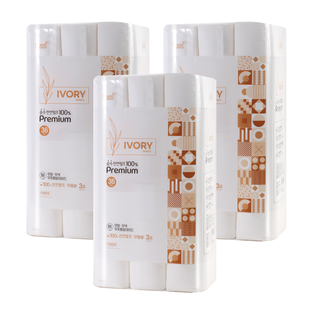 [행복S&P제지] 아이보리 휴지(화장지) 22M 36롤×3EA