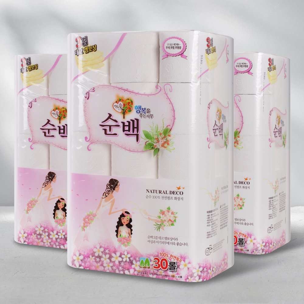 [행복에스앤피제지] 순백 휴지 /3겹 27M 30롤×3EA