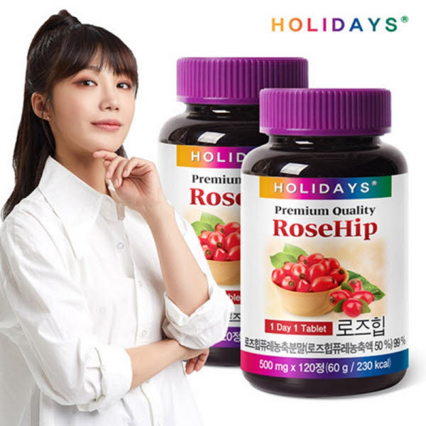 [홀리데이즈] 프리미엄 로즈힙 타블렛 500mgx120정x2통(8개월분)