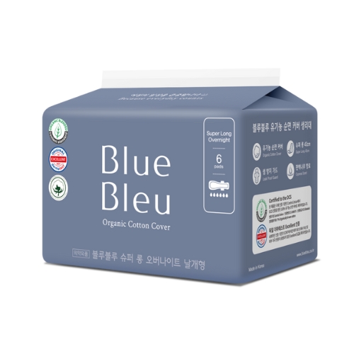 [블루블루] 유기농 순면커버 슈퍼 롱 오버나이트 생리대 6p x 10팩